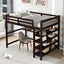 Full Size Loft Bed with Storage Shelves and Under-bed Desk  Espresso - Korvel