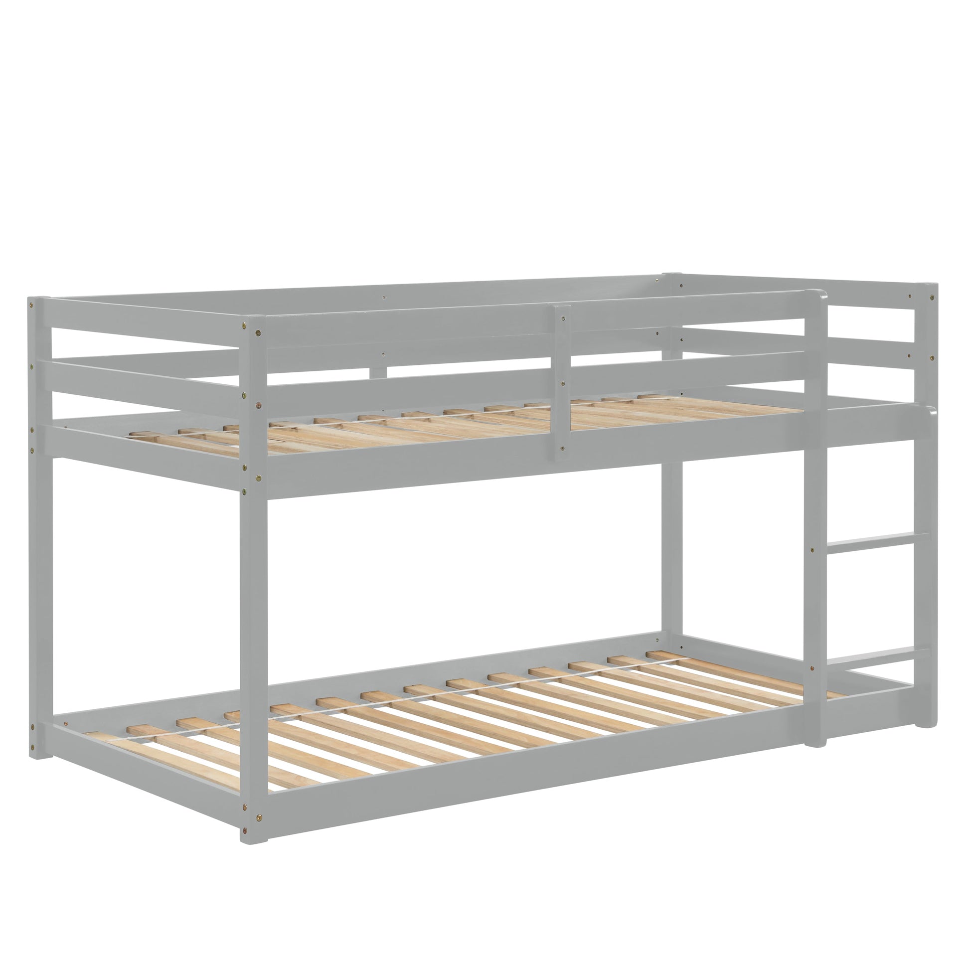 Twin over Twin Floor Bunk Bed,Grey - Korvel