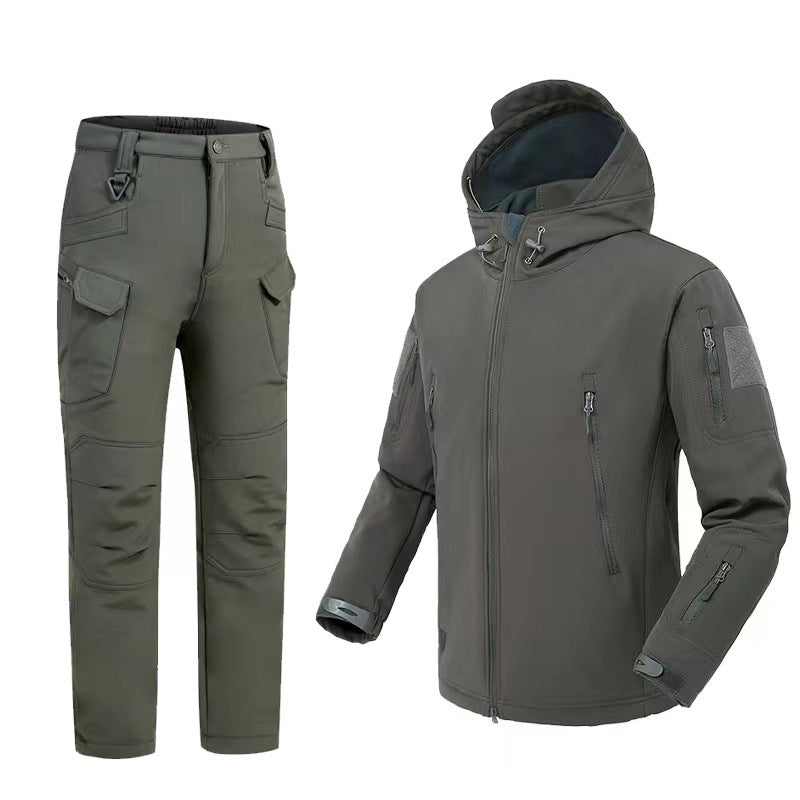 Veste en Soft Shell Coupe-Vent Imperméable Doublée en Fleece pour Hommes