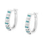 Boucles d'oreilles créoles en diamant bleu et rond en or blanc 10k