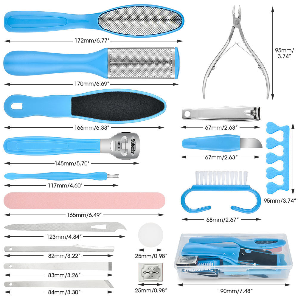 HISOME Manicure And Pedicure 18-Piece Set Of Foot Plate Dead Skin Planer Foot Grinder Nail Clipper To Remove Calluses - Korvel