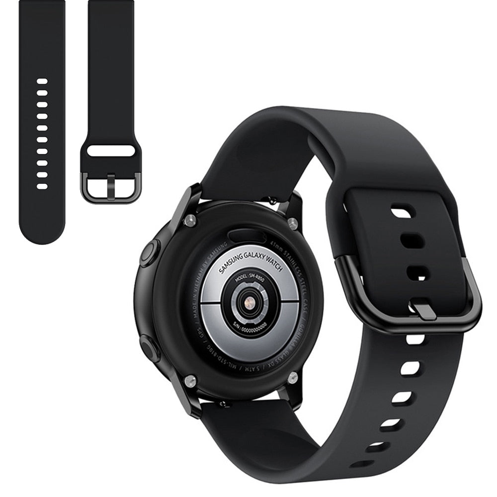 Suitable for Samsung Galaxy Watch Active2 Solid Color Silicone Strap 20/22mm Universal Strap - Korvel