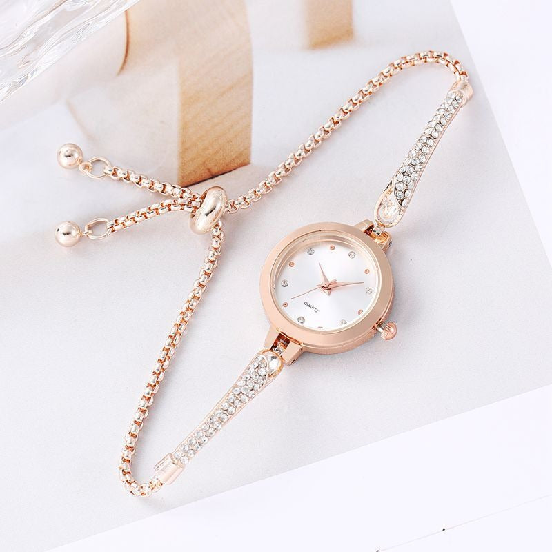 Elegant Girls' Bracelet Watch with Diamond Inlay