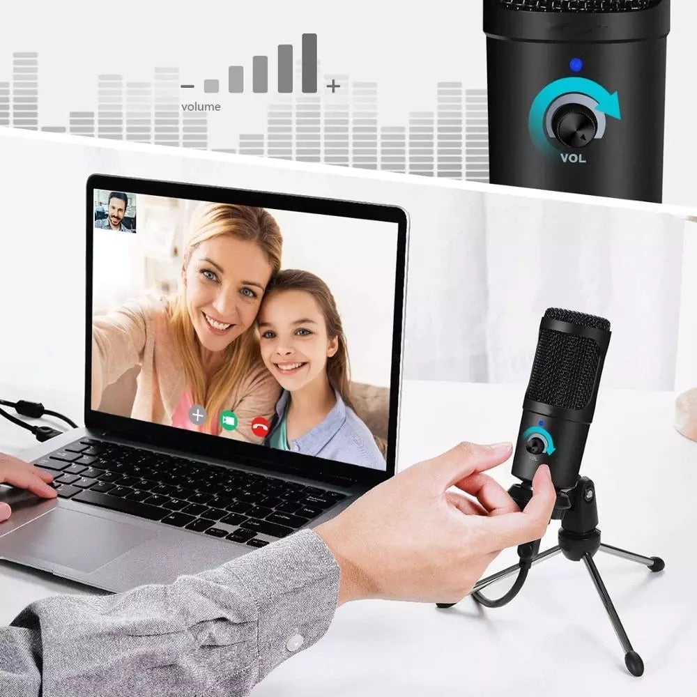 Professional USB Condenser Microphones For PC Computer Laptop Singing Gaming Streaming Recording Studio YouTube Video Microfon - Korvel