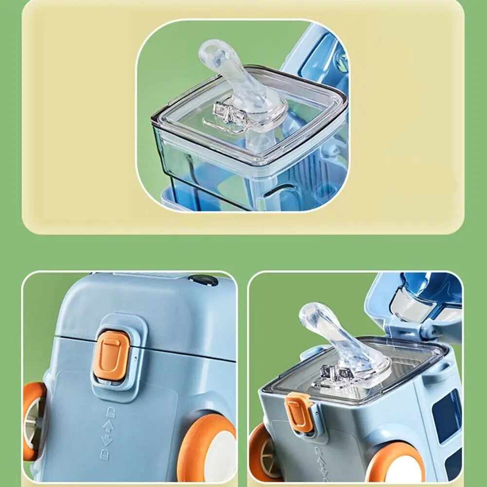 500ml Bus Car Children's Straw Water Cup Tritan Cute Plastic Cup Portable Outdoor Bouncing Lid Cup - Korvel