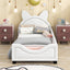 Lit de jour rembourré en polaire Teddy taille twin avec tête de lit en forme d'oreilles
