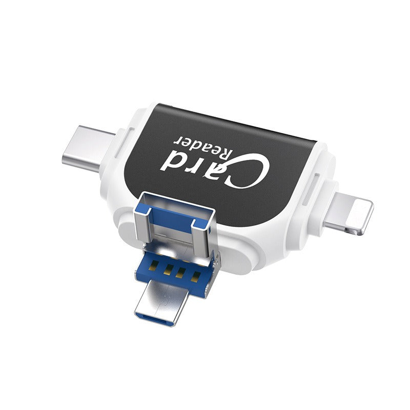 Plug and play for Apple and Android phones multifunctional card reader four in one multifunctional TF card SD card - Korvel
