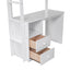 Wood Twin Size Loft Bed with Wardrobes and 2-Drawer Desk with Cabinet  White - Korvel