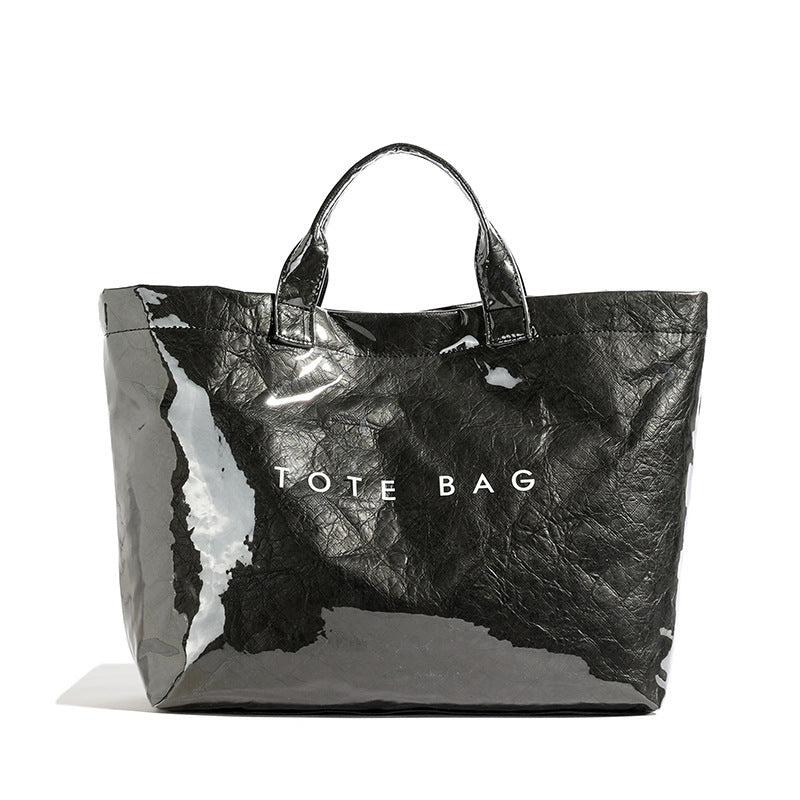 Vintage PVC tote with DuPont lettering. Simple, transparent, large - capacity handbag for commuting women. - Korvel