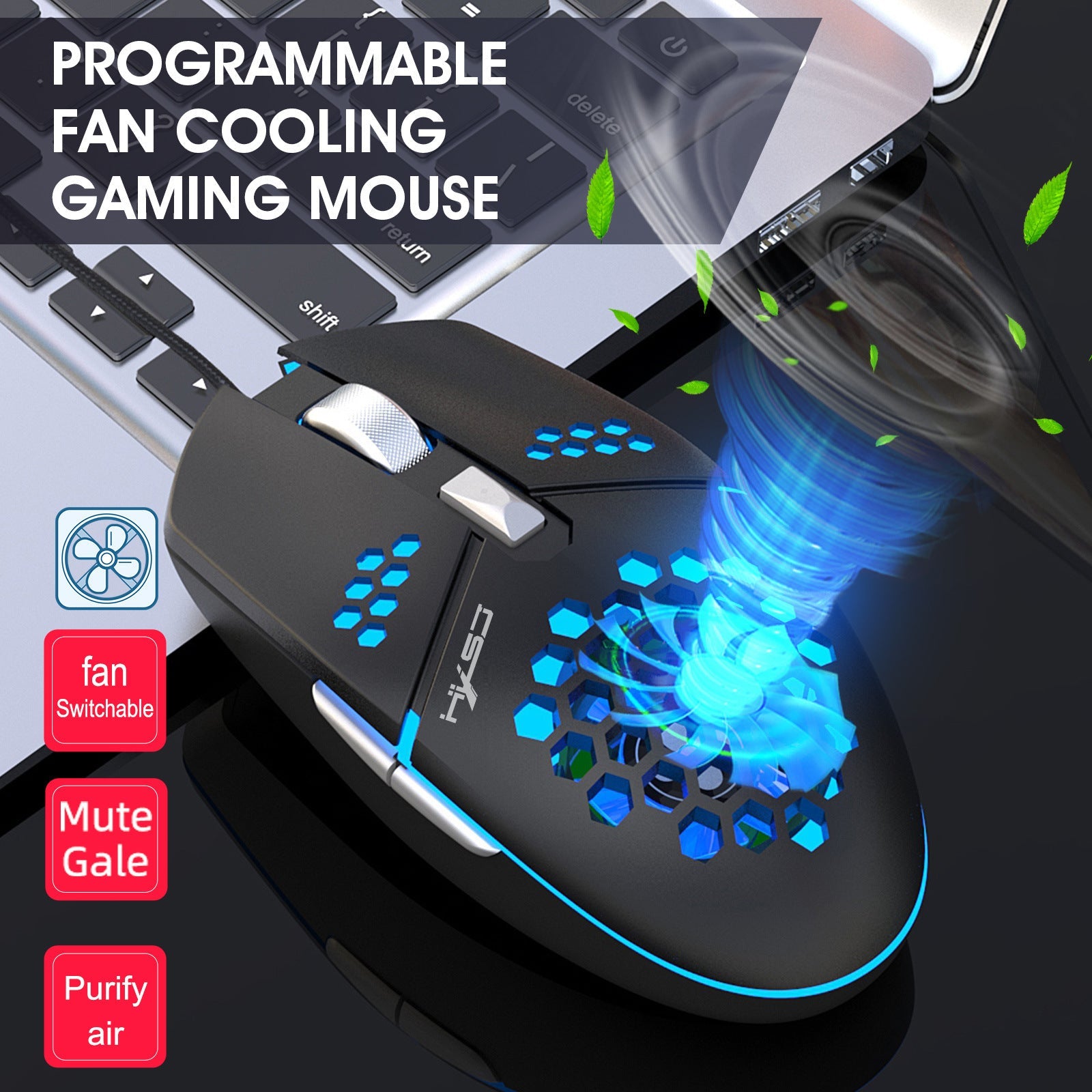J400 new fan macro programming wired hole gaming mouse 8000dpi adjustable anti sweat design - Korvel