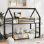 Twin over Twin House Bunk Bed with Built-in Ladder - Black