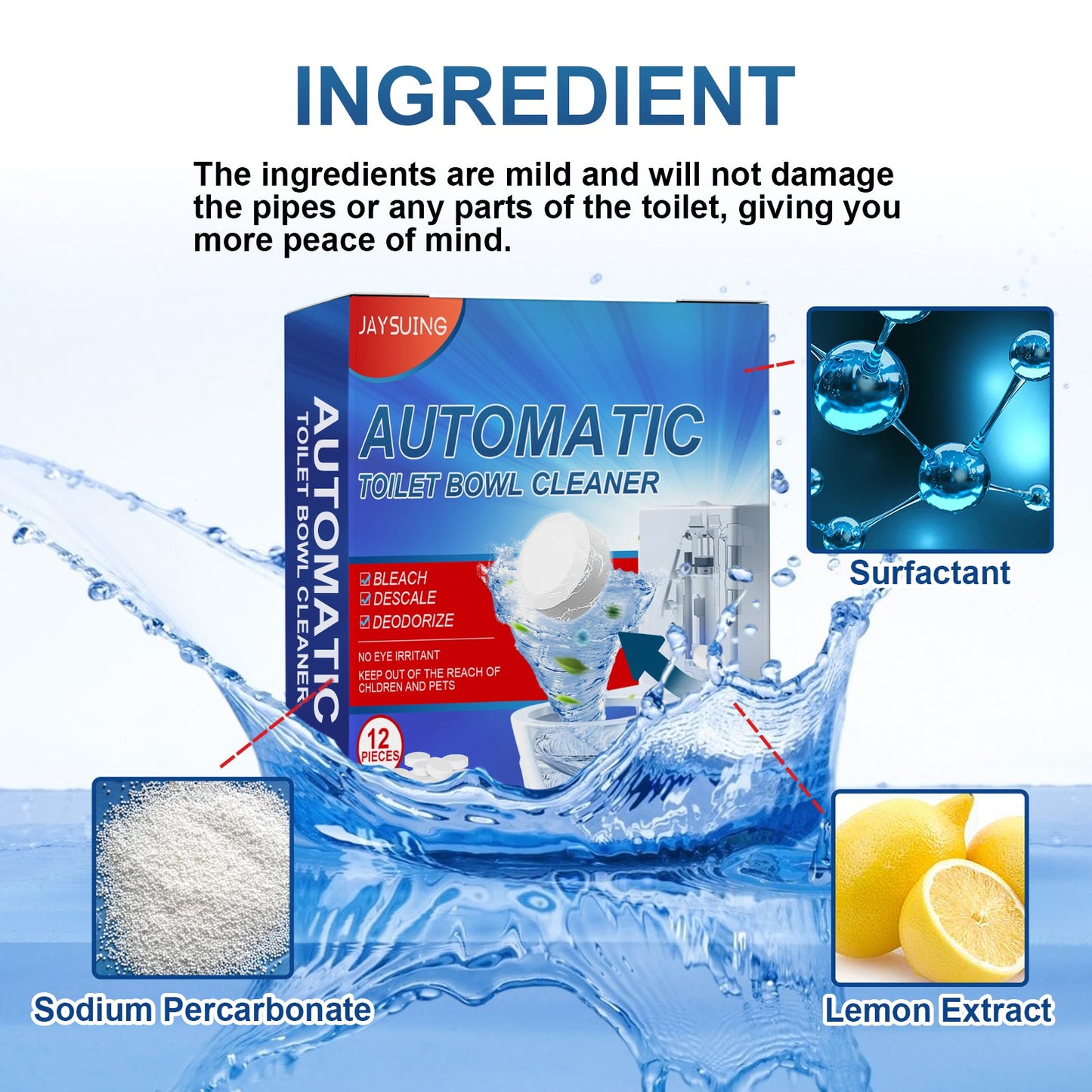Cleaning Tablets, Household Toilet Odor-Stain Remover Descaling Decontamination Effervescent Cleaning Tablets - Korvel