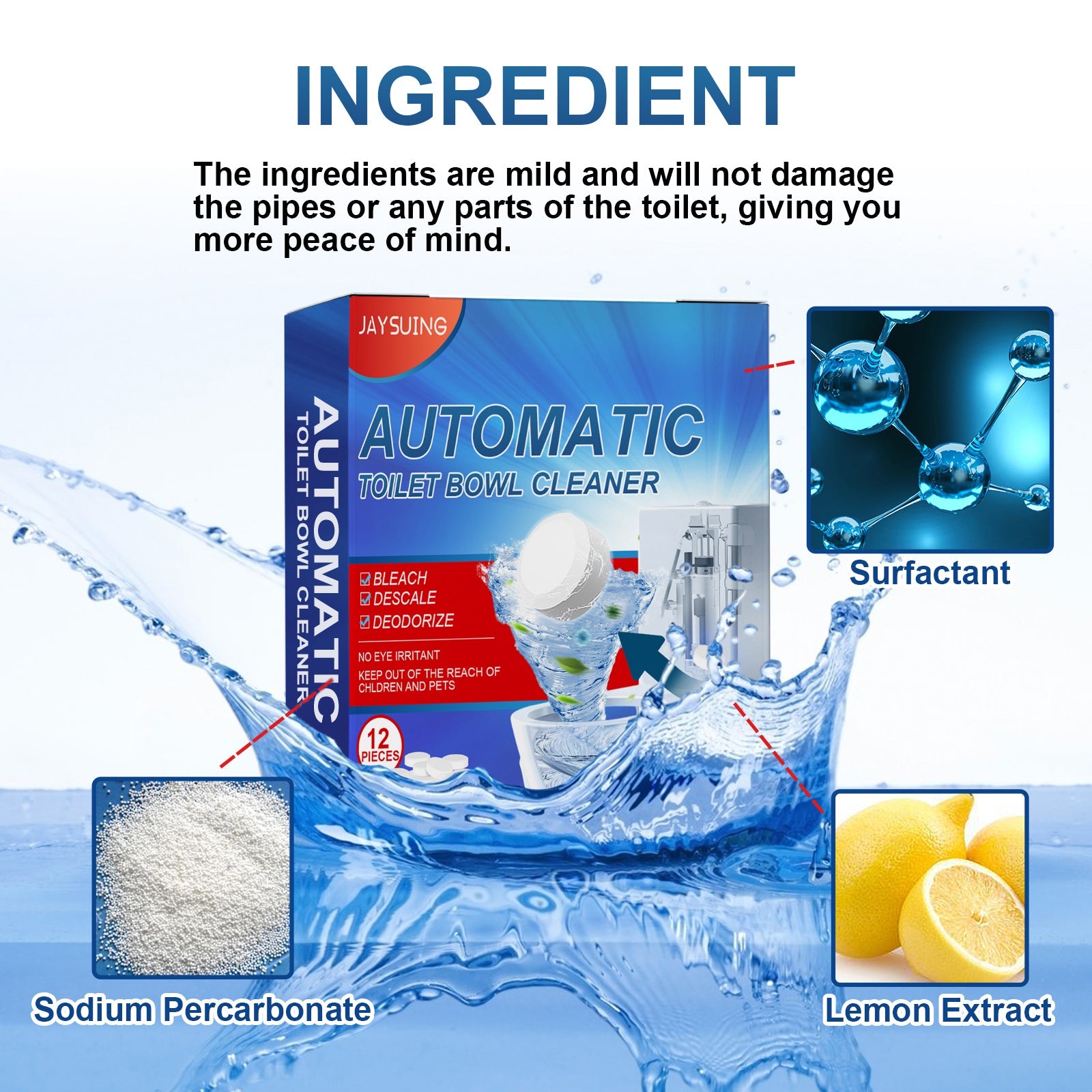 Cleaning Tablets, Household Toilet Odor-Stain Remover Descaling Decontamination Effervescent Cleaning Tablets - Korvel