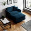 Ottoman modern style chair, living room club chair Chenille cushioned armchair, bedroom reading chair, blue - Korvel