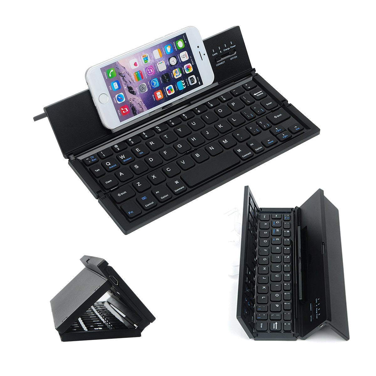 Mini blue tooth foldable pc keyboard portable notebook three fold keyboard for business laptop pad computer - Korvel