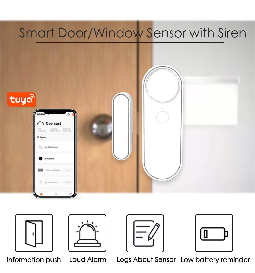 Smart Life Tuya Wifi Window Detector Door Open Close Sensor Security Contact Wifi Smart Door Sensor - Korvel