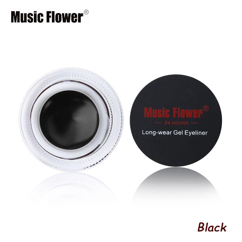 Music Flower Brand Black Waterproof Eyeliner Gel Makeup Cosmetic Gel Eye Liner With Brush 24 Hours Long-lasting - Korvel