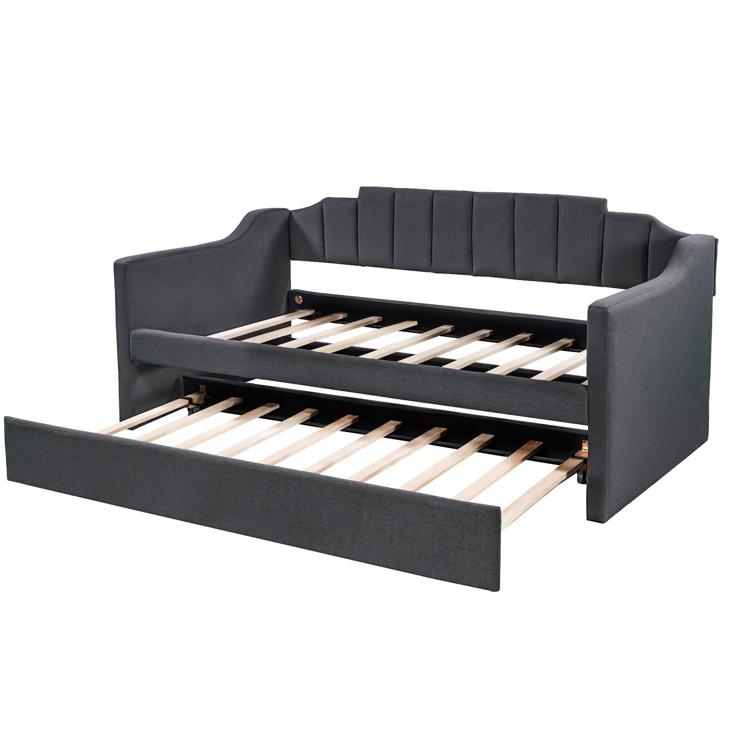 Upholstered Twin Daybed with Trundle Black - Korvel