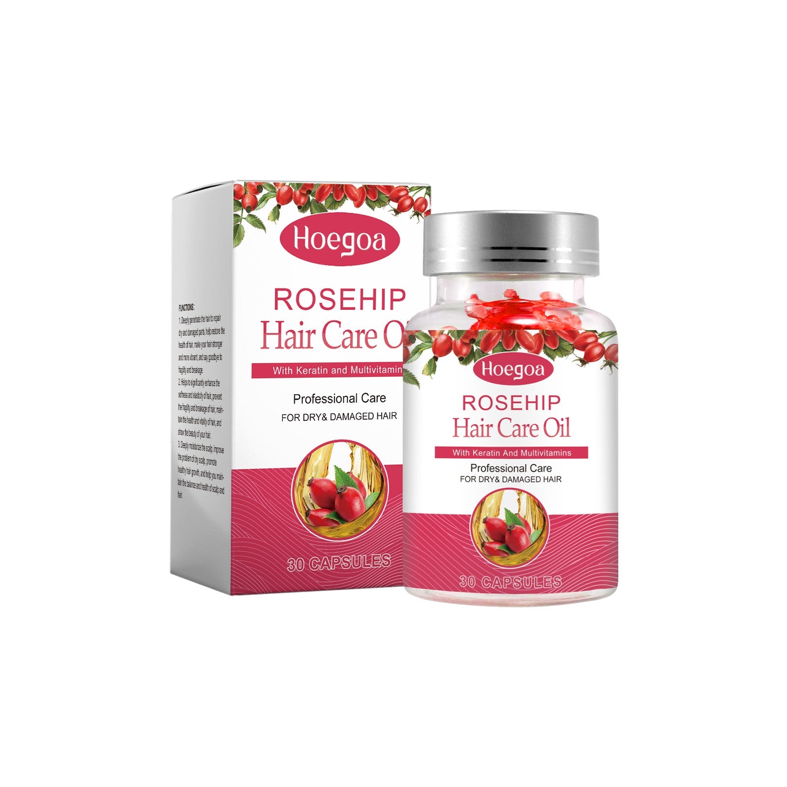 Rose Hip Oil Hair Care Capsule Scalp Massage Dry Hair Smooth Moisturizing Soft Hair Care Capsule - Korvel