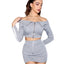 One-Shoulder Design Long Sleeve Short Top for Women Autumn High Waist Drawstring Pencil Skirt - Korvel