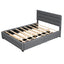 Queen Upholstered Platform Bed with Twin Size Trundle and Two Drawers Grey - Korvel