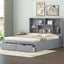 Elegant Queen Size Platform Bed with Storage Headboard, Gray