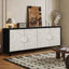 Vintage White Large Faceted Carved Sideboard with Black Frames