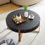 Modern Handcraft Drum Coffee Table 31.5 inch Round Coffee Table for Living Room,Small Coffee Table with Sturdy Pedestal,Black - Korvel
