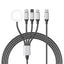 Cable de carga USB trenzado 4 en 1 premium con múltiples conectores