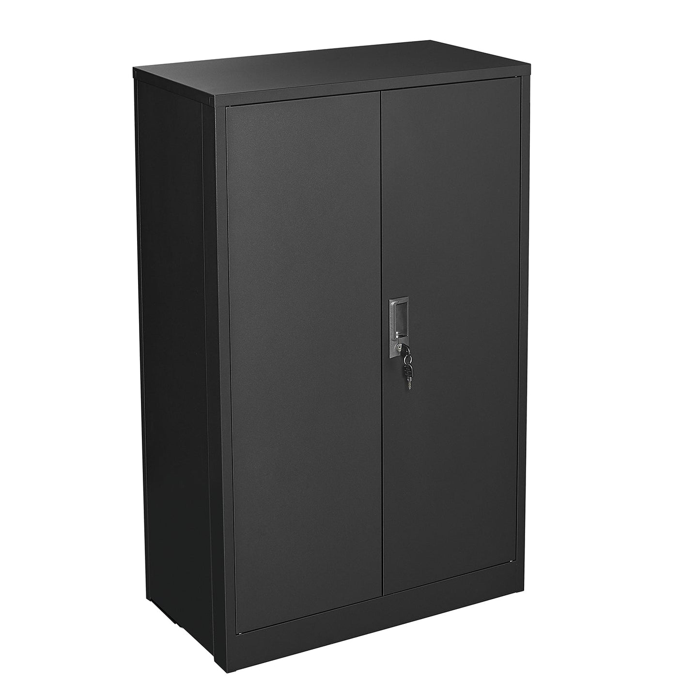 Metal storage cabinet with locked door and adjustable shelf foldable storage cabinet black - Korvel
