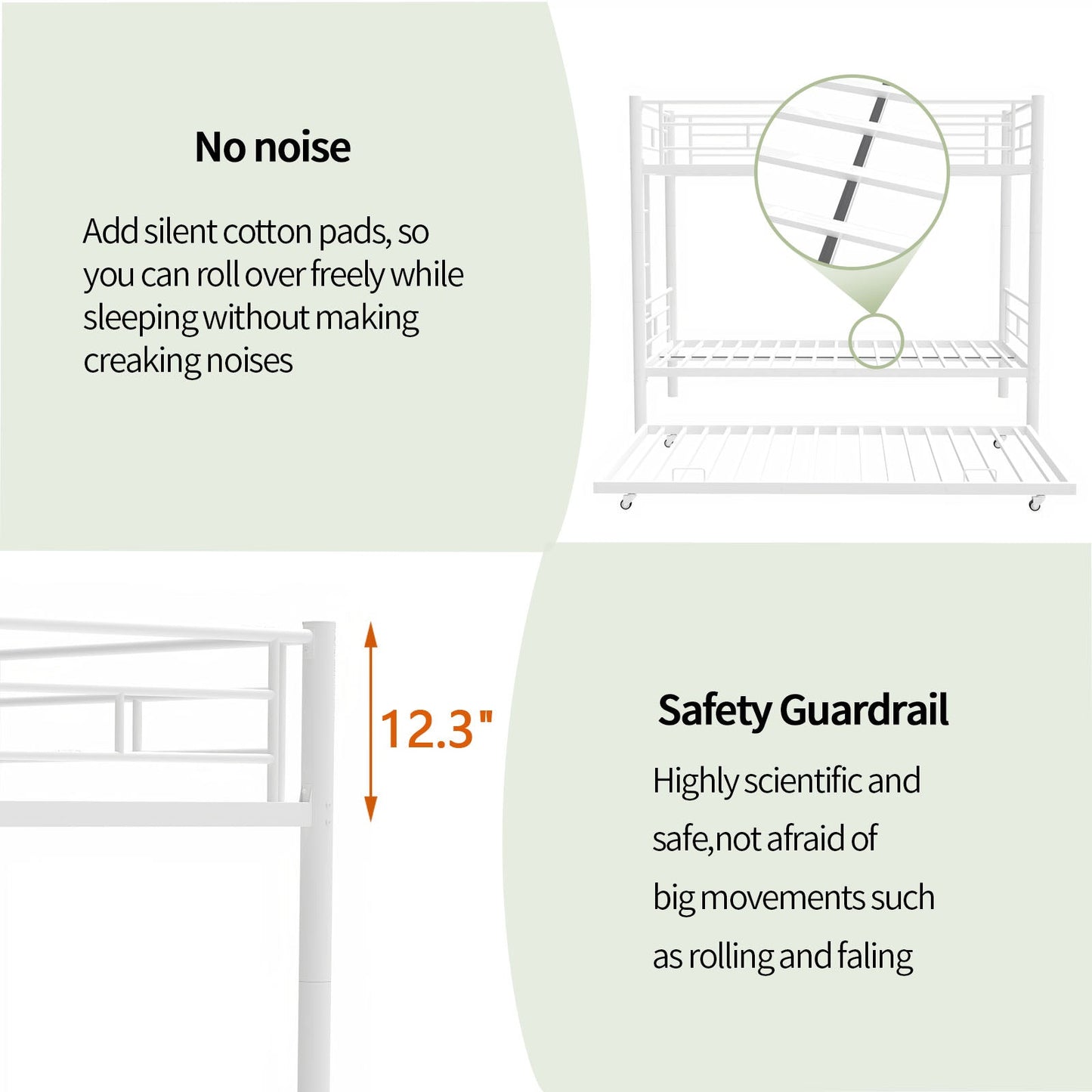 Cama litera resistente de dos camas individuales con cama nido - Blanca