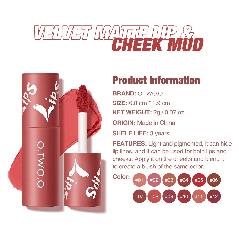 O.TWO.O Lip Clay Matte Dual-Use Lipstick & Blusher