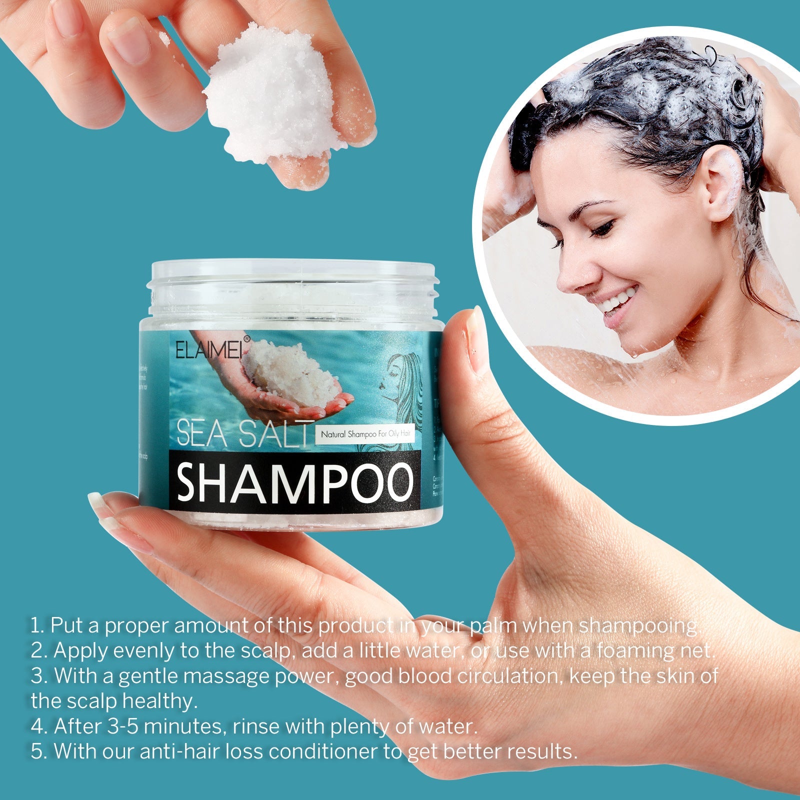 ELAIMEI Sea Salt Shampoo To Scalp Deep Cleansing Moisturizing Anti-dandruff Oil Control Hair Balm - Korvel