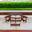 6-person circular picnic table with 3 built-in benches, umbrella holes, outdoor tables and chairs brown bench set - Korvel