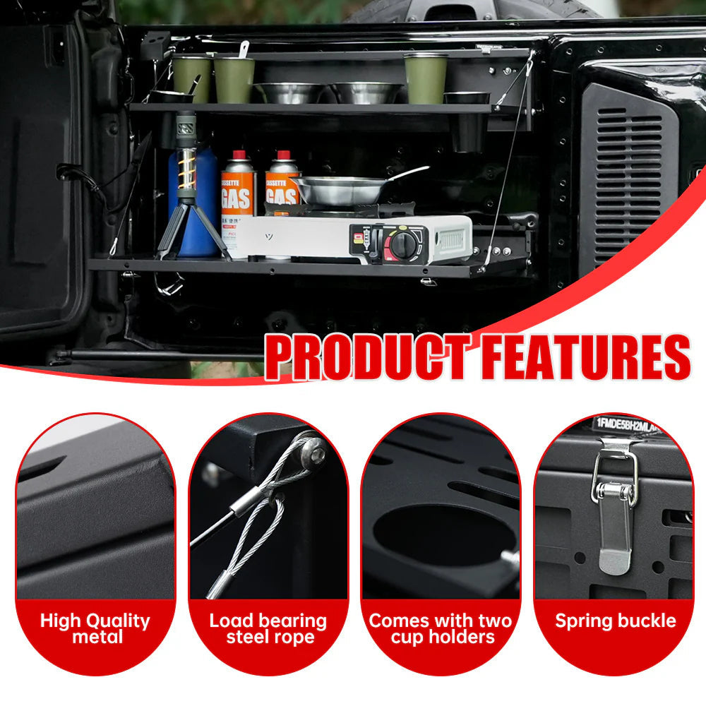 Tailgate Table & MOLLE Panel For Ford Bronco(2021-2024) - 2-Tier Camping Rack - Korvel