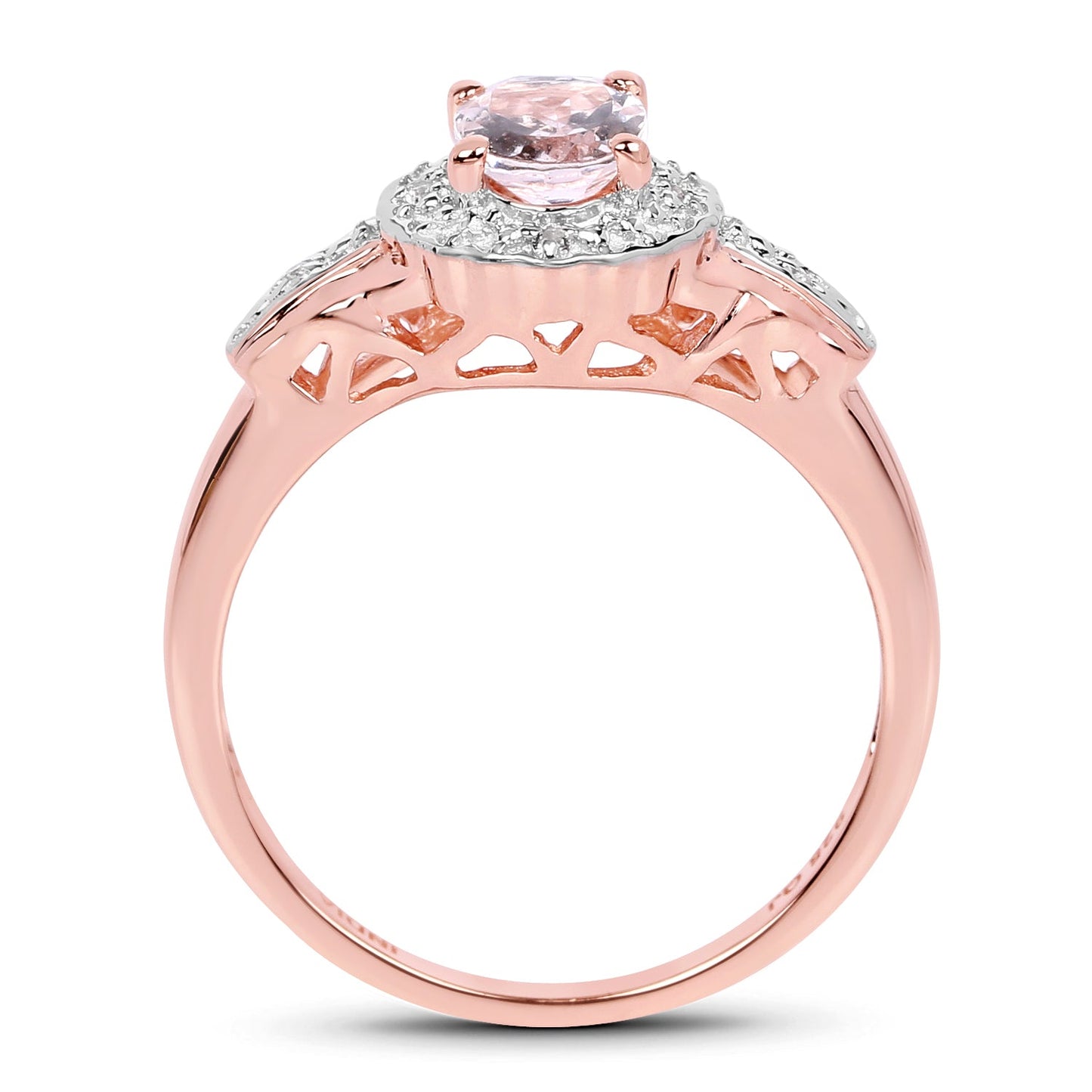 14K Rose Gold Plated Morganite & White Topaz Ring