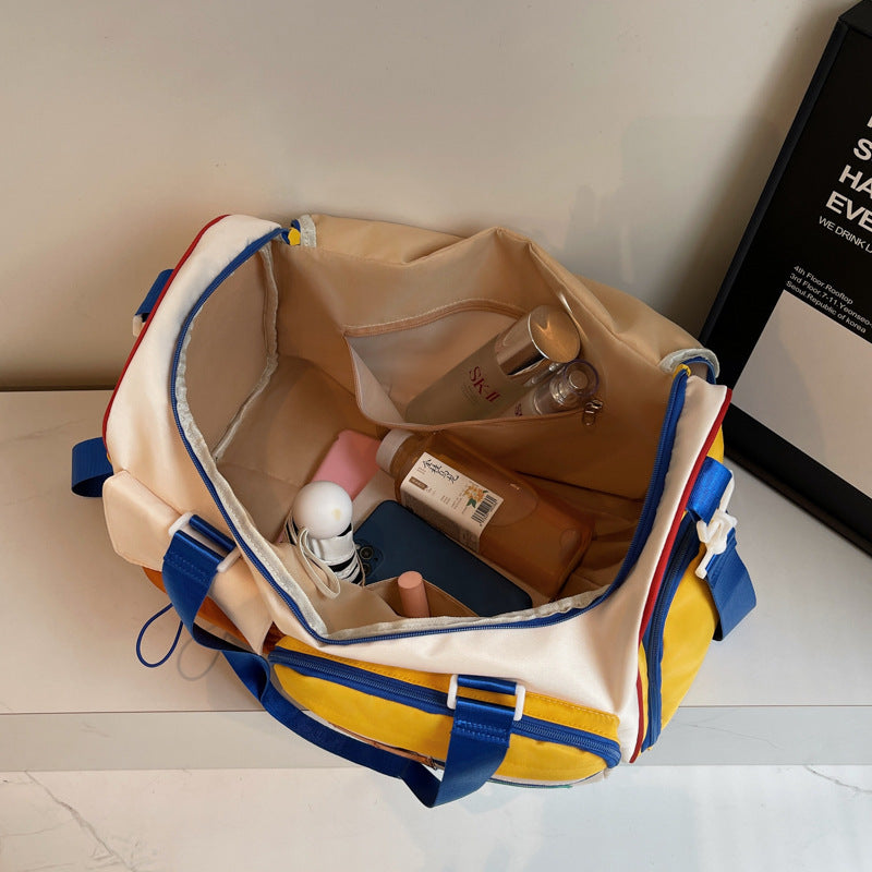 Sac de voyage multi-poches à contraste de couleur tendance