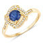 Anillo de Compromiso de Zafiro Azul y Diamante de 0.73 Quilates en Oro Amarillo de 14K