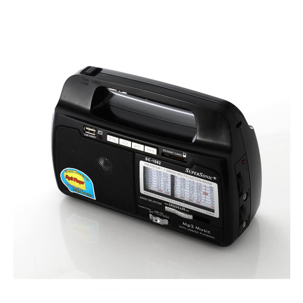 Radio portable Supersonic 9 bandes avec lampe torche intégrée