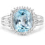 4.32 Carat Blue Topaz & White Zircon Sterling Silver Ring