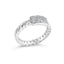 .925 Sterling Silver Diamond ID and Cuban Link Band Ring - Size 6