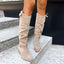 Botas de Mujer de Suede con Cremallera Lateral y Tacón Bajo Elegante