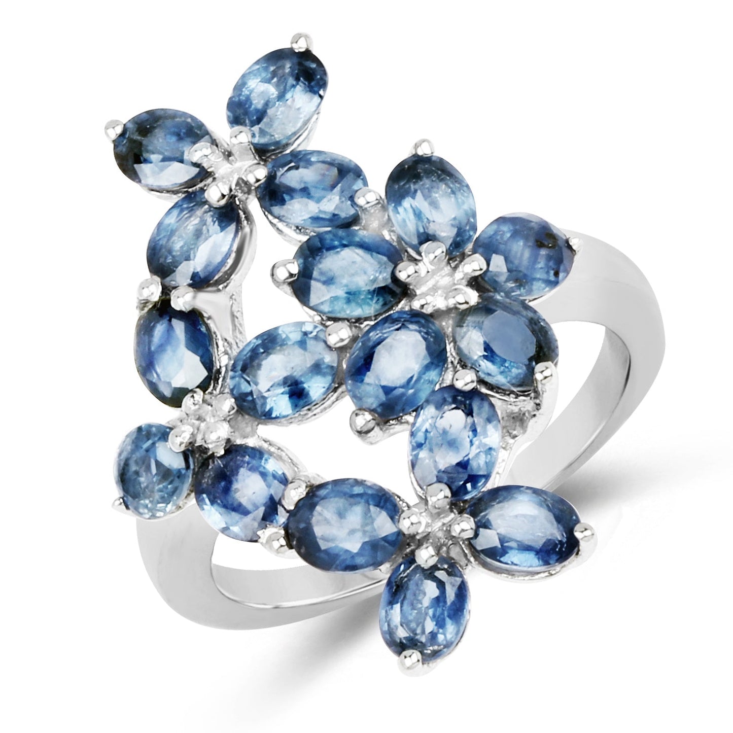 3.40 Carat Genuine Blue Sapphire Sterling Silver Engagement Ring