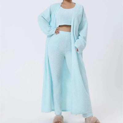 Women's 3-Piece Cozy Lounge Set - Pajama Set with Cardigan