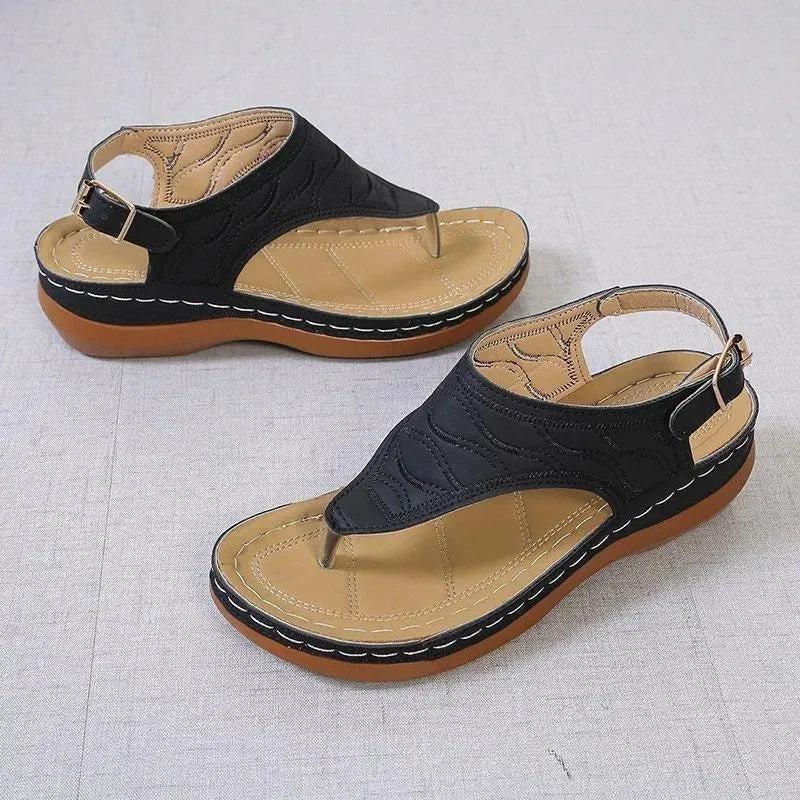Sandales à talon compensé Mandotos pour femmes - Tongs légères et décontractées