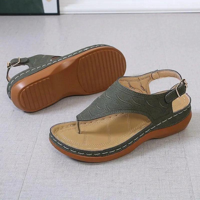 Sandales à talon compensé Mandotos pour femmes - Tongs légères et décontractées