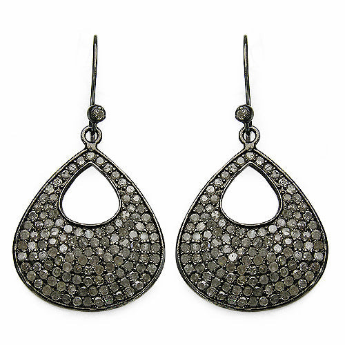 Pendientes colgantes de diamante genuino de 3.03 quilates en plata esterlina .925