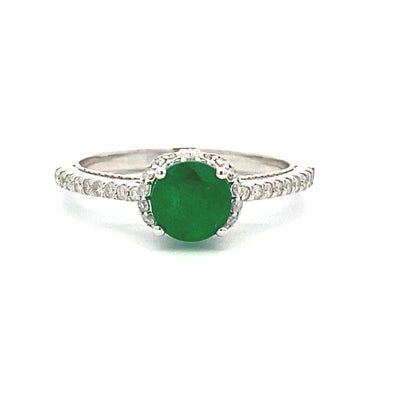 Bague de fiançailles en émeraude et diamant de 1,12 ct en or blanc 14KT