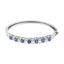 14K White Gold Oval Blue Tanzanite & Diamond Bangle Bracelet