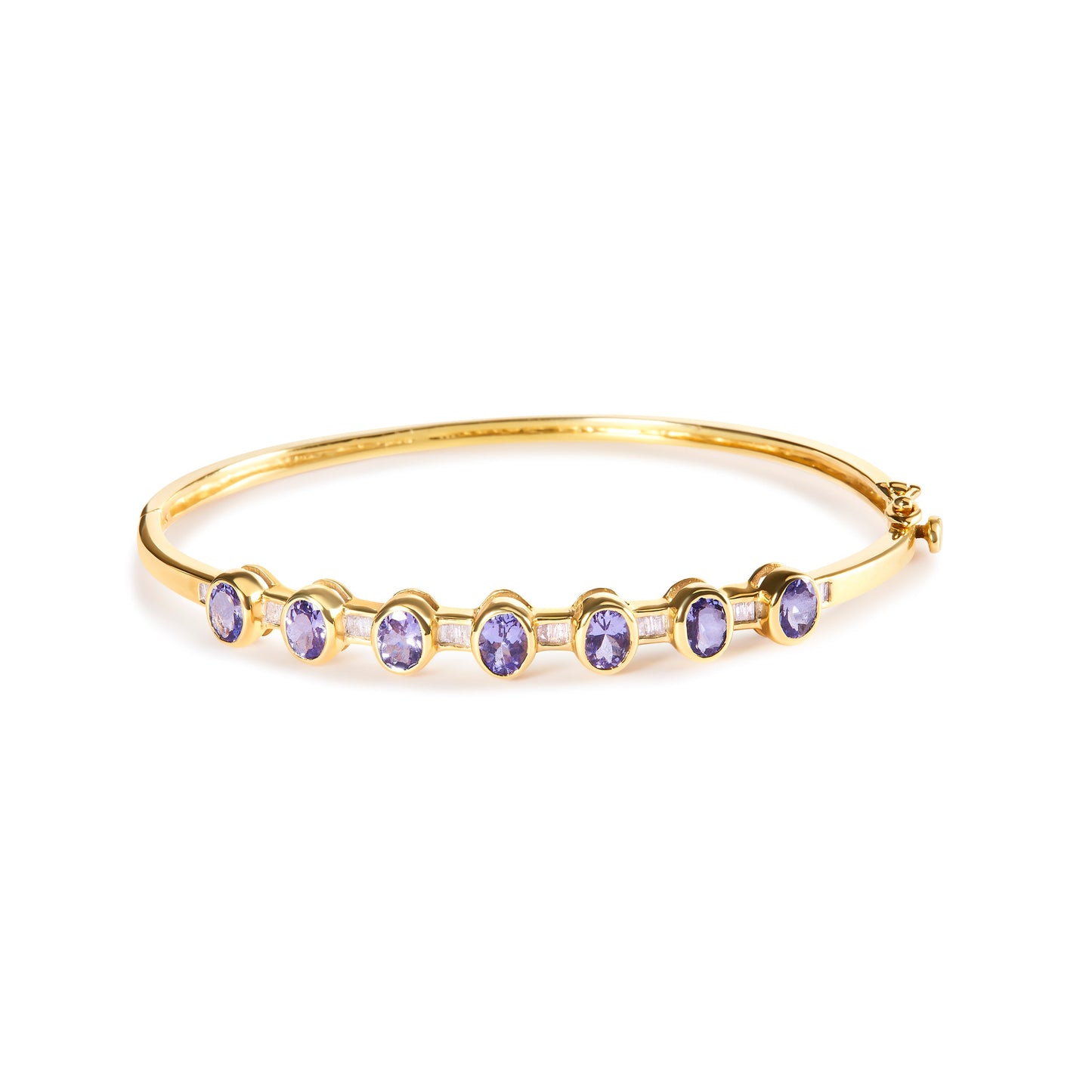 Pulsera de Bangle de Tanzanita y Diamante en Oro Amarillo de 14K